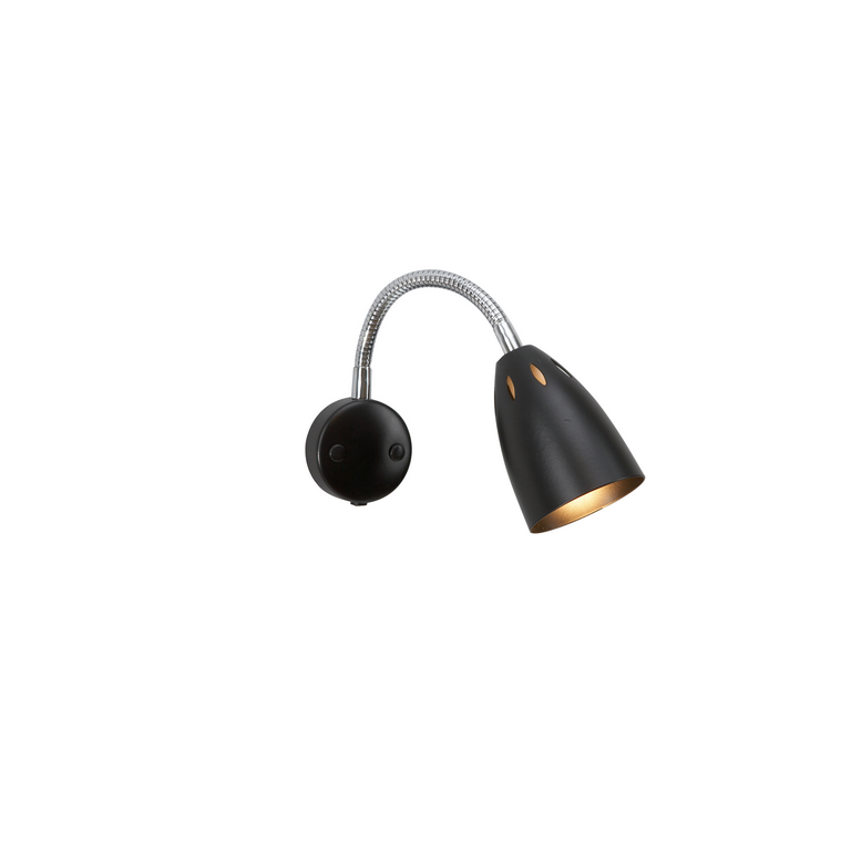 Smilla vägglampa mattsvart/krom E14